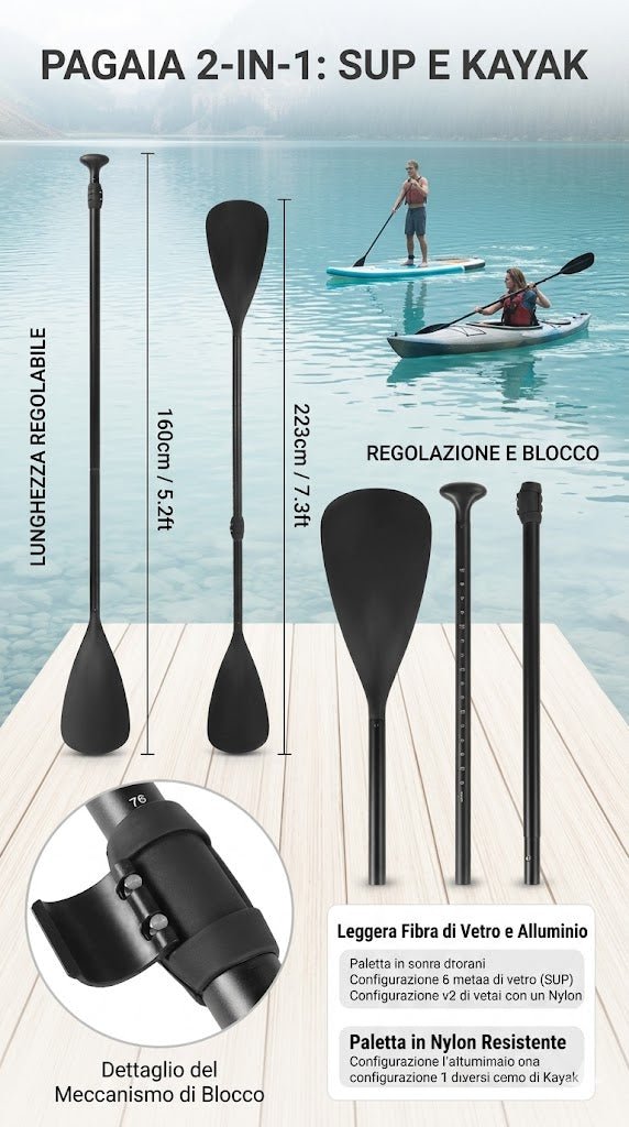 Double Paddle Sup & Kayak alluminio - Kaiman Boards