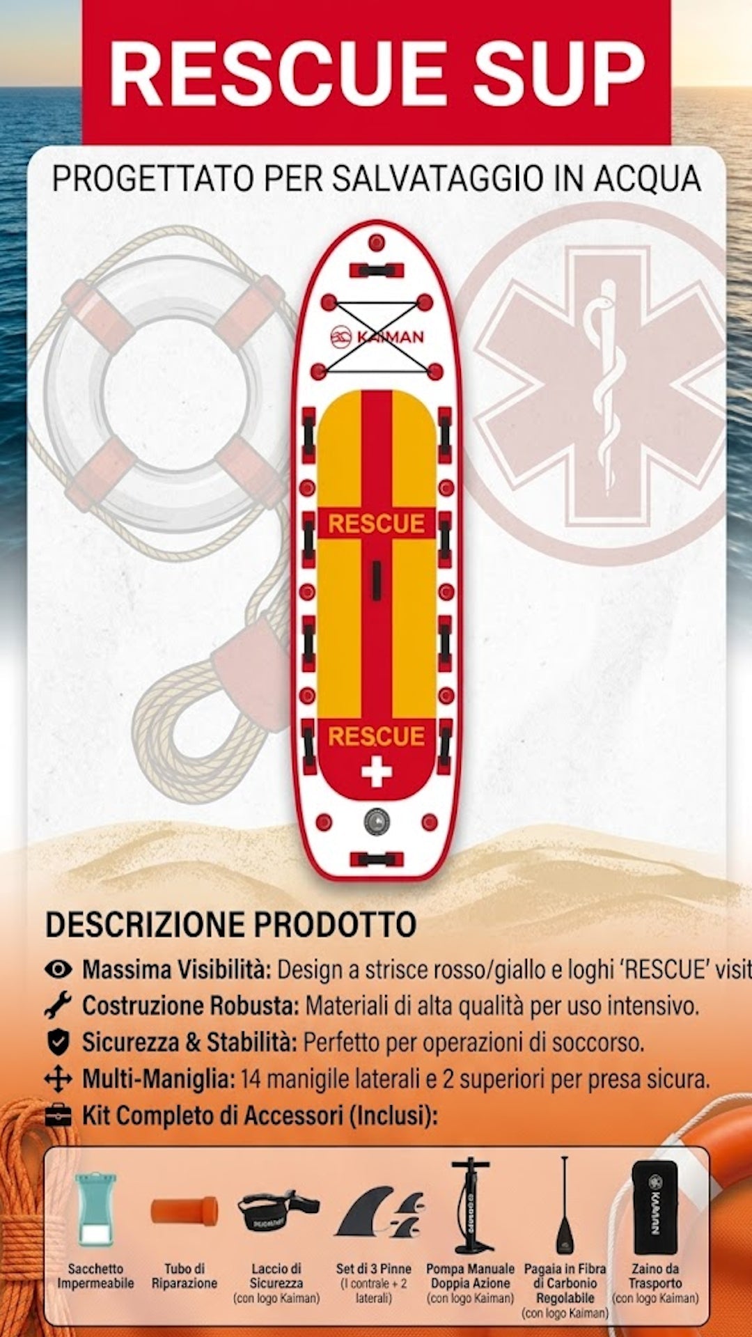 Stand Up Paddle Rescue 9,5'x31''x6'' - Kaiman Boards